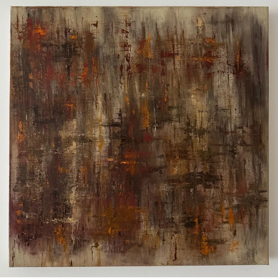 Embers Under Earth, abstract painting by Nina Mileva