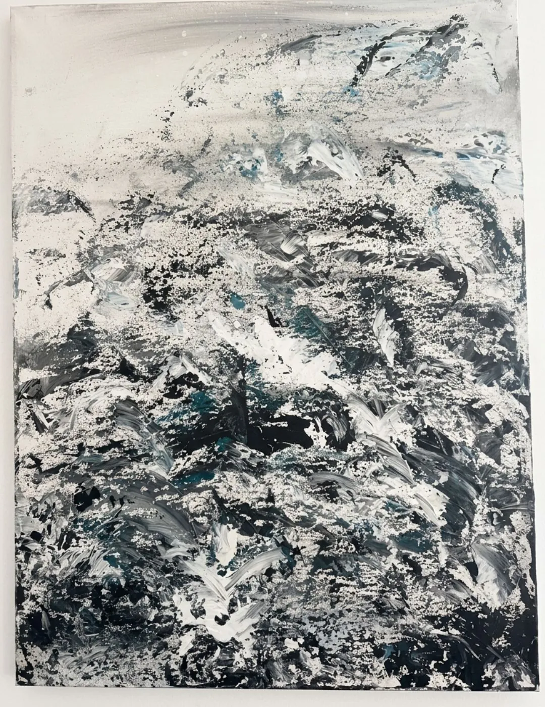 White Noise, Black Sea, abstract painting by Nina Mileva