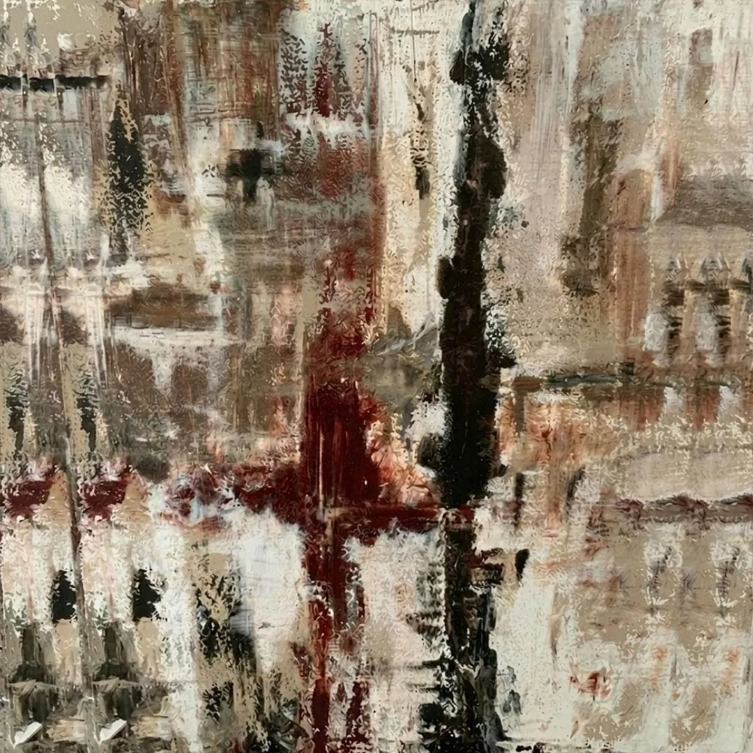 The Door Remembers, abstract painting by Nina Mileva