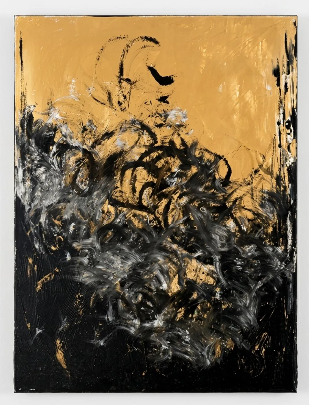 Gold Holds the Noise, abstract painting by Nina Mileva
